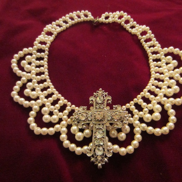 Statement Micro Pearl Beads Collar Choker Bib Necklace - Picture 1 of 9